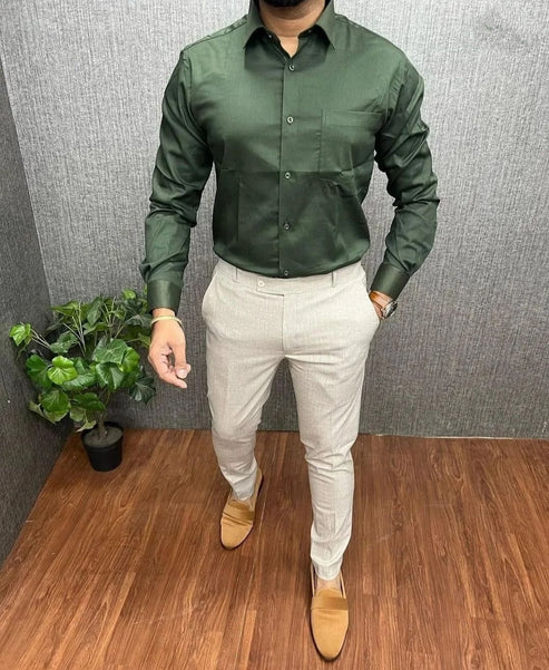 Lycra Shirt And Pant In Green And Black