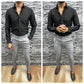 Lycra Shirt And Pant In Dark Black And Gray - Combo